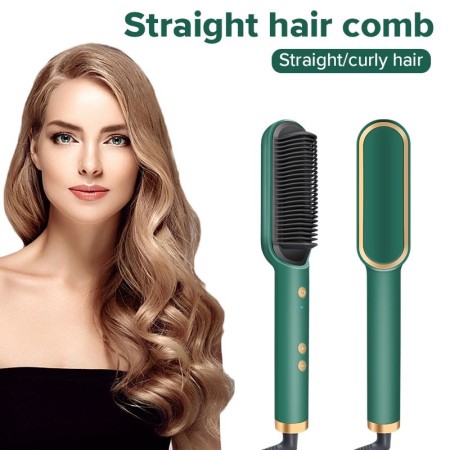 2 In 1 Professional Straightener And Curling Iron Comb Brush