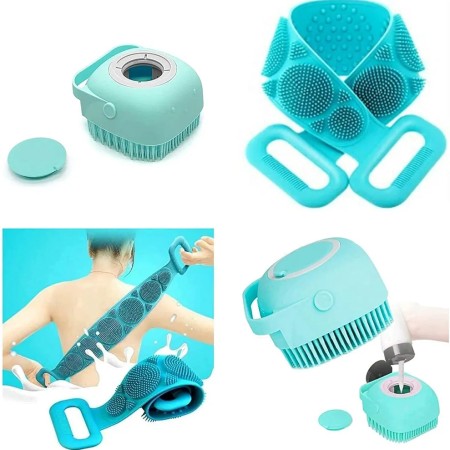 (2 in 1 Combo) Silicone Bath Brush+Back Scrubber