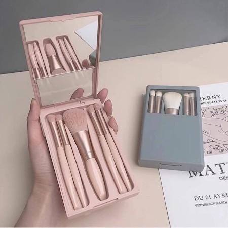 Mini Makeup Brush Set with Case and Mirror