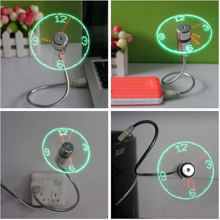 LED USB Clock Fan with Real Time Display