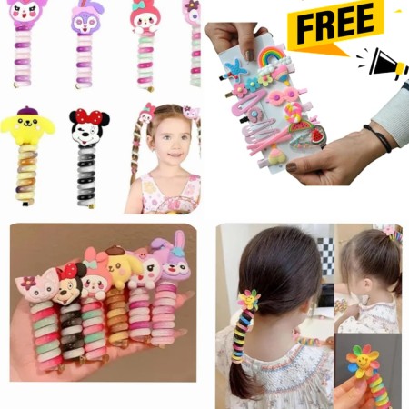 (12 পিস) Cute Baby Hair Band(১ সেট হেয়ার ক্লিপ ফ্রি)